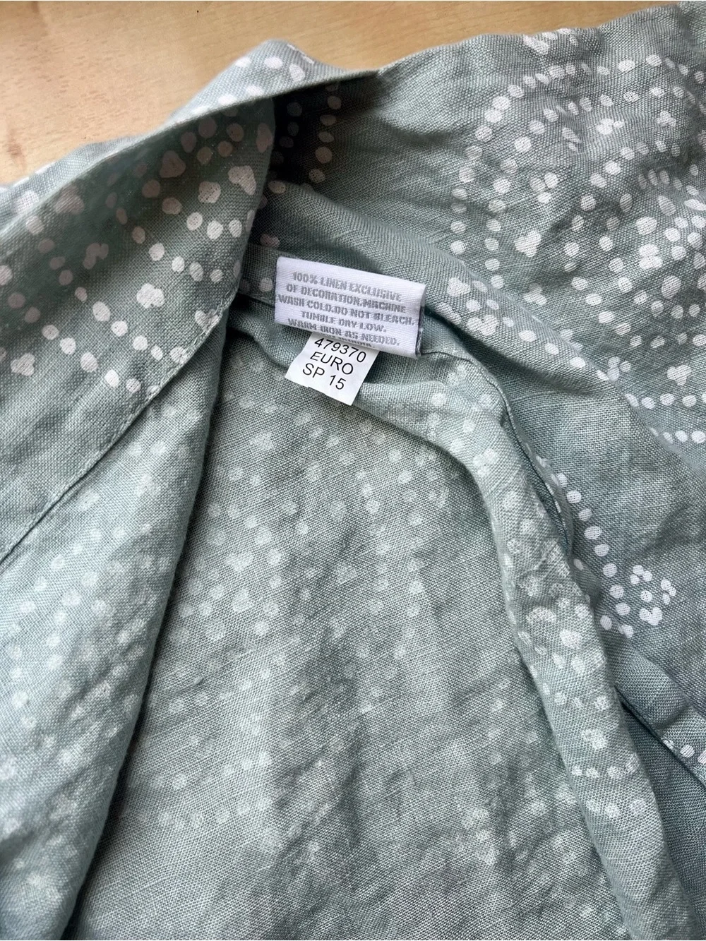 Serena & Lily Seafoam Linen Euro Sham Covers with White Dot Medallion Print